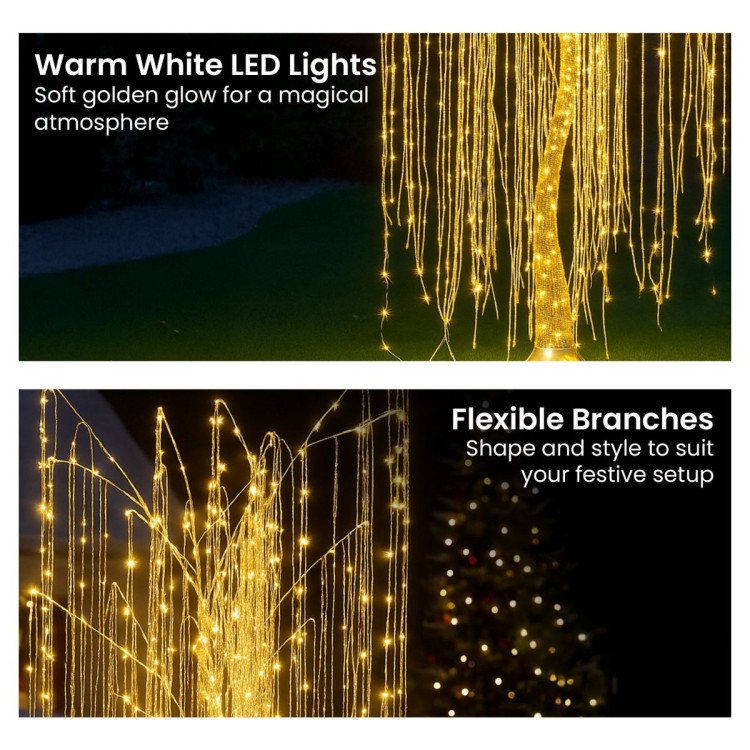 Christabelle Silver Willow Tree 120cm Christmas Display Warm White LED Lights Flexible Branches & Hanging Strands image 5