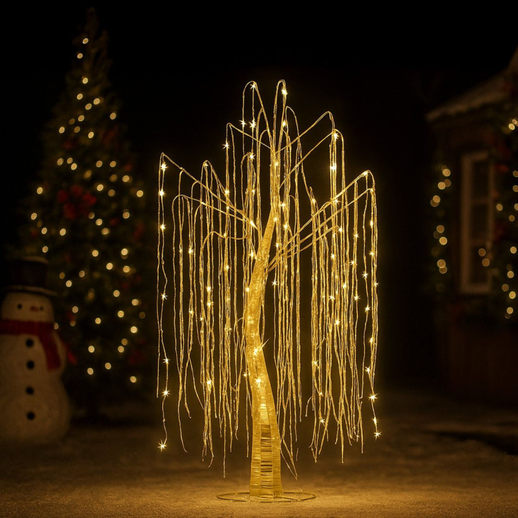 Christabelle Silver Willow Tree 120cm Christmas Display Warm White LED Lights Flexible Branches & Hanging Strands image 7