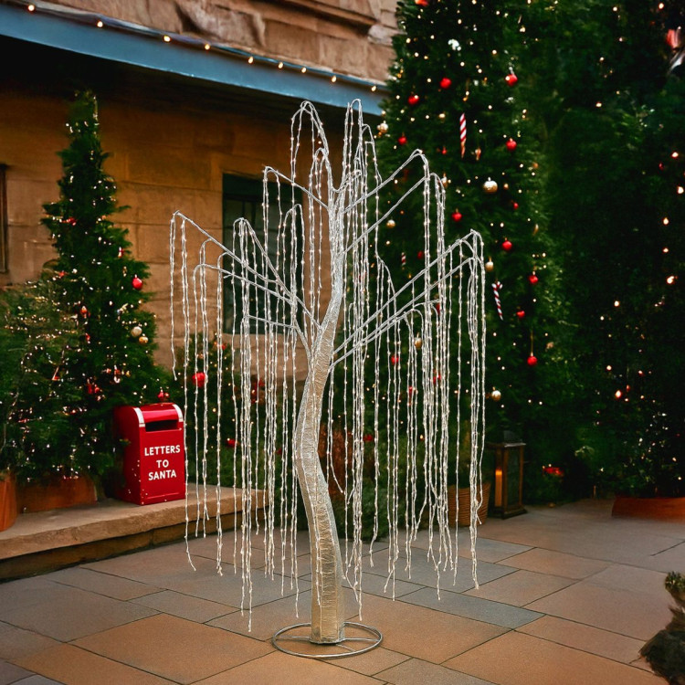 Christabelle Silver Willow Tree 120cm Christmas Display Warm White LED Lights Flexible Branches & Hanging Strands image 8