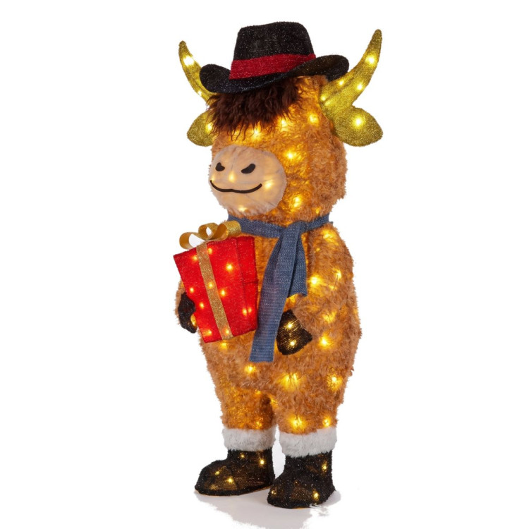 Christabelle 96cm Highland Cow Christmas Light Up Display LED Novelty Animal Gift Outdoor Indoor Xmas Yard Lawn Statue image 5