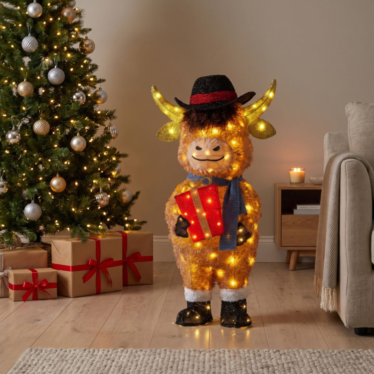 Christabelle 96cm Highland Cow Christmas Light Up Display LED Novelty Animal Gift Outdoor Indoor Xmas Yard Lawn Statue image 9