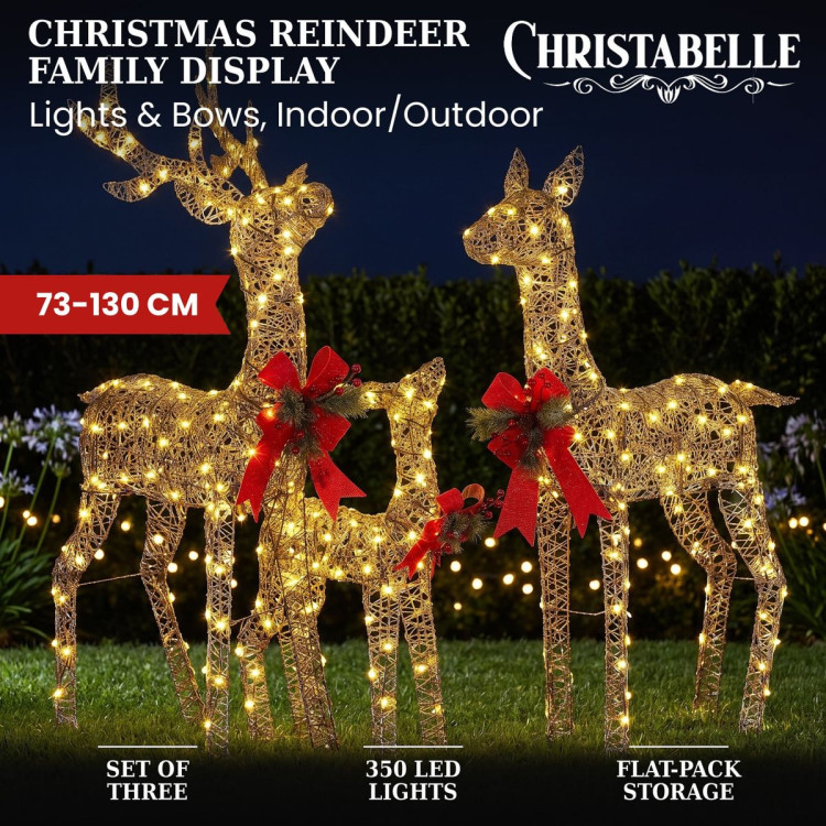 Christabelle 3 Reindeer Family Christmas Light Up Display 1.3m LED Outdoor Indoor Xmas Yard Lawn Statue Home Decor image 3