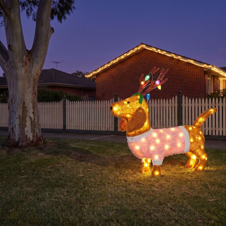 Christabelle 73cm Dachshund Dog Christmas Light Up Display Pine Cone Lights Outdoor Indoor Xmas Yard Lawn Statue image 10