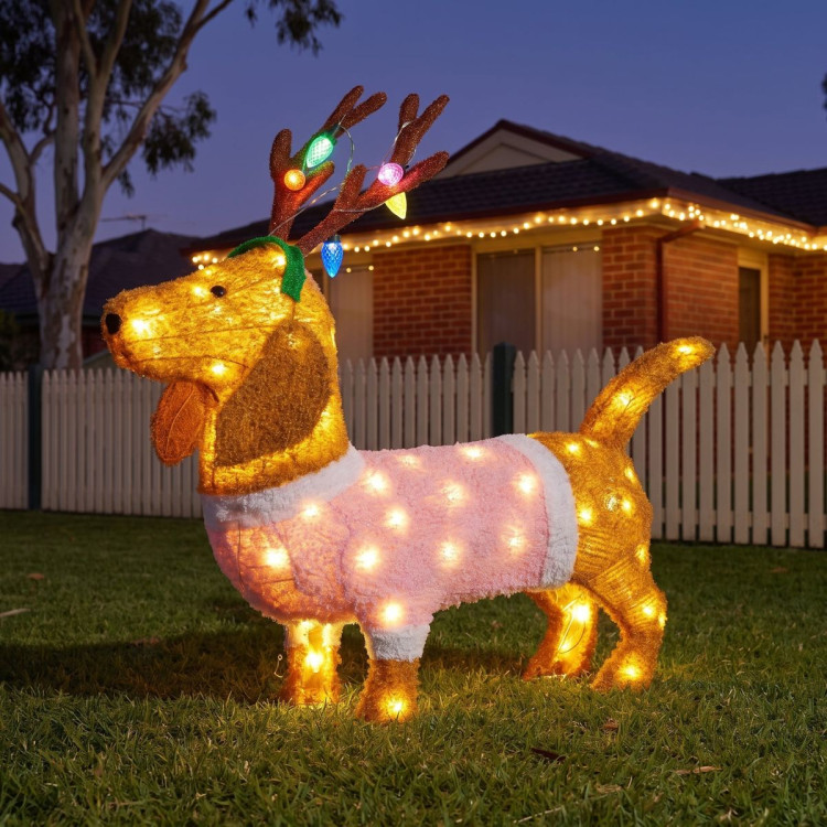 Christabelle 73cm Dachshund Dog Christmas Light Up Display Pine Cone Lights Outdoor Indoor Xmas Yard Lawn Statue image 7