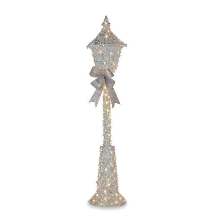 Christabelle 1.5m Lamp Post Christmas Light Up Display Silver Bows Warm White LED Outdoor Indoor Xmas Yard Lawn Statue image 5