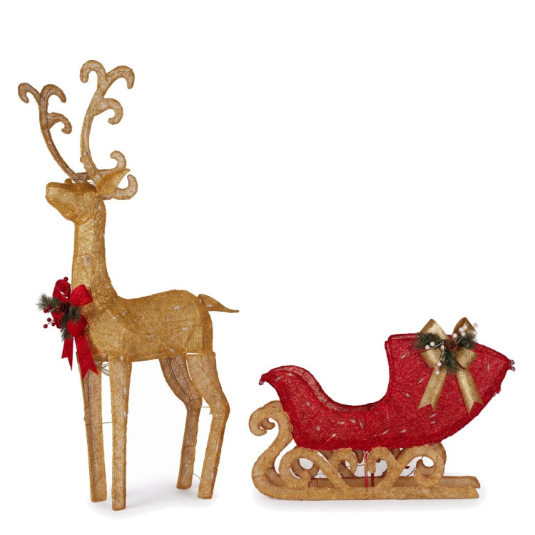 Christabelle 1.62m Reindeer Sleigh Christmas Light Up Display Warm White LED Outdoor Indoor Xmas Yard Lawn Statue image 5