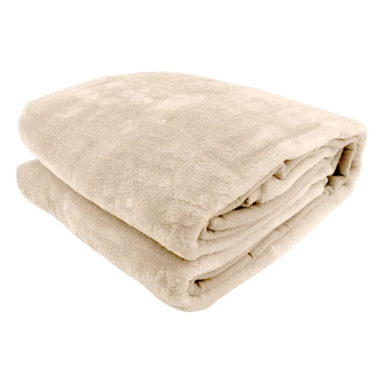 600GSM Large Double-Sided Queen Faux Mink Blanket - Beige image 4