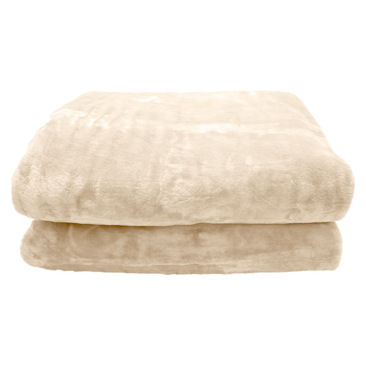 600GSM Large Double-Sided Queen Faux Mink Blanket - Beige image 3