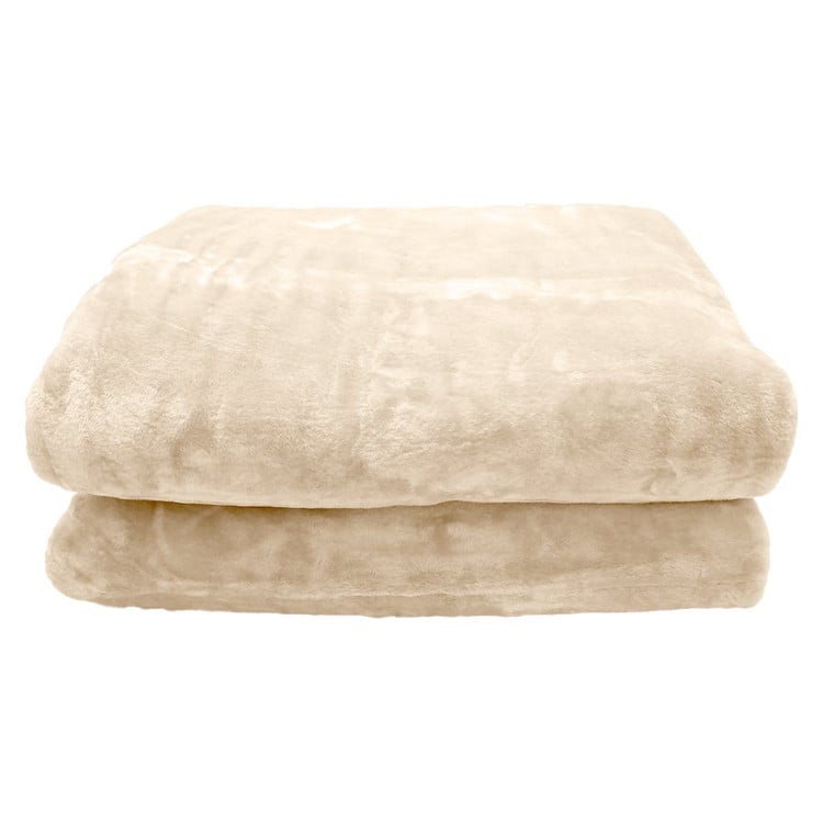 600GSM Large Double-Sided Queen Faux Mink Blanket - Beige image 5