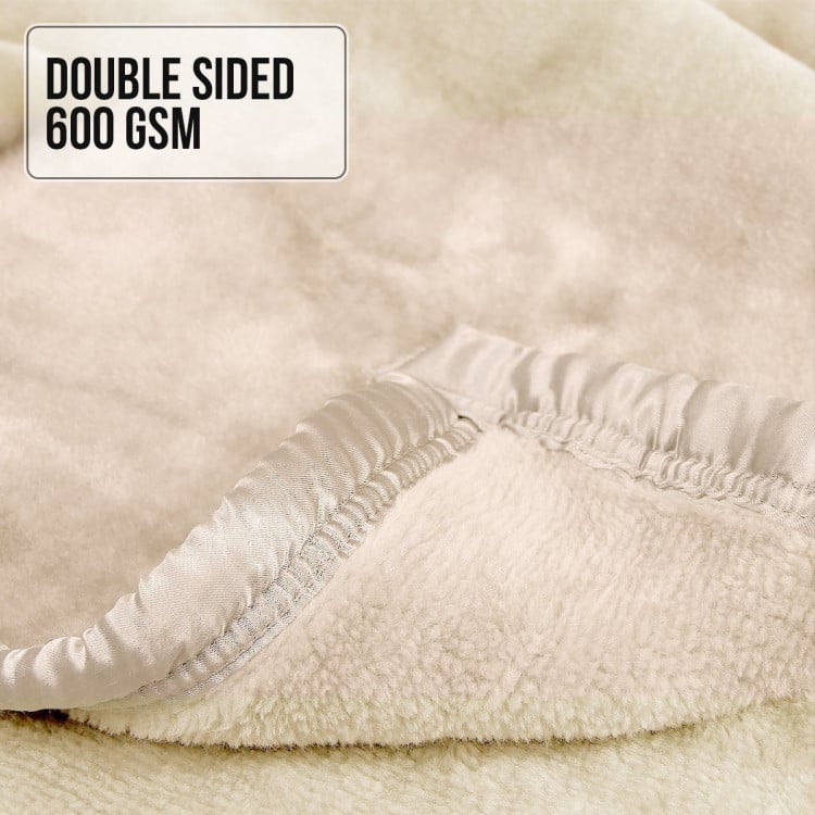 600GSM Large Double-Sided Queen Faux Mink Blanket - Beige image 7