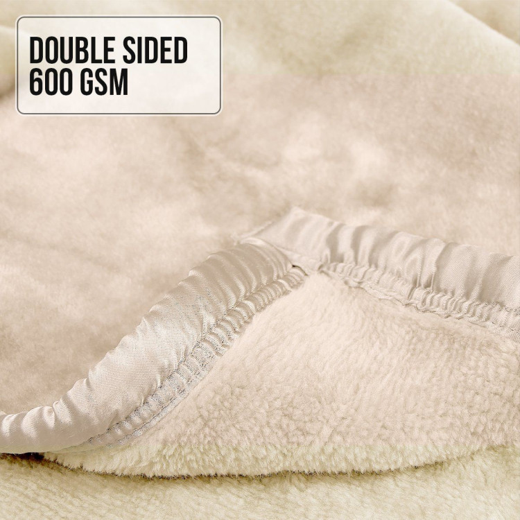 600GSM Large Double-Sided Queen Faux Mink Blanket - Beige image 9