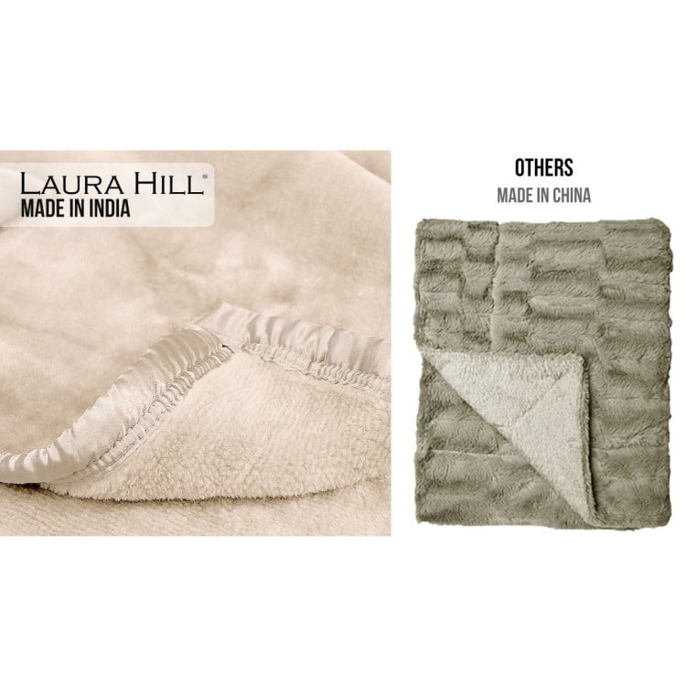 600GSM Large Double-Sided Queen Faux Mink Blanket - Beige image 8