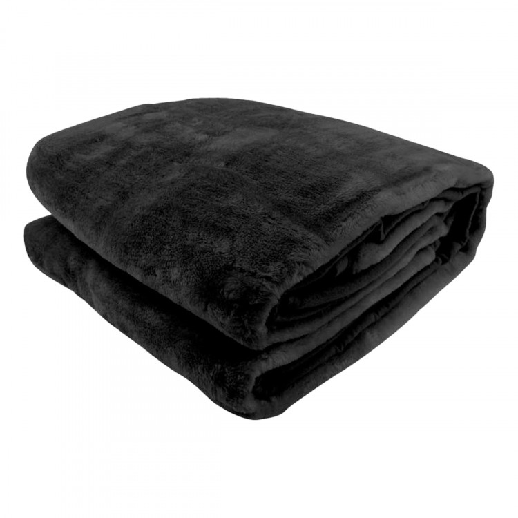 600GSM Large Double-Sided Queen Faux Mink Blanket - Black image 3