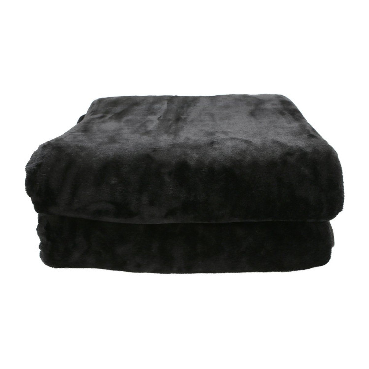 600GSM Large Double-Sided Queen Faux Mink Blanket - Black image 3