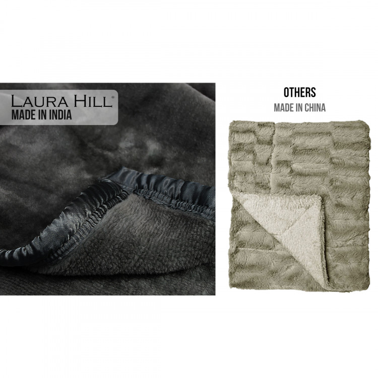600GSM Large Double-Sided Queen Faux Mink Blanket - Black image 5