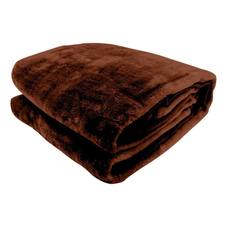 Laura Hill 600GSM Large Double-Sided Faux Mink Blanket - Chocolate