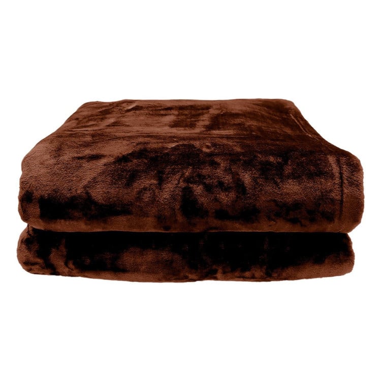 Laura Hill 600GSM Large Double-Sided Faux Mink Blanket - Chocolate image 3