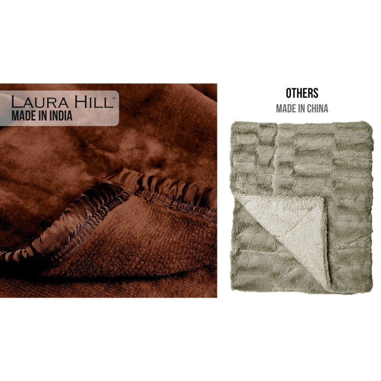Laura Hill 600GSM Large Double-Sided Faux Mink Blanket - Chocolate image 8