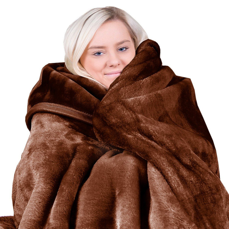 Laura Hill 600GSM Large Double-Sided Faux Mink Blanket - Chocolate image 5