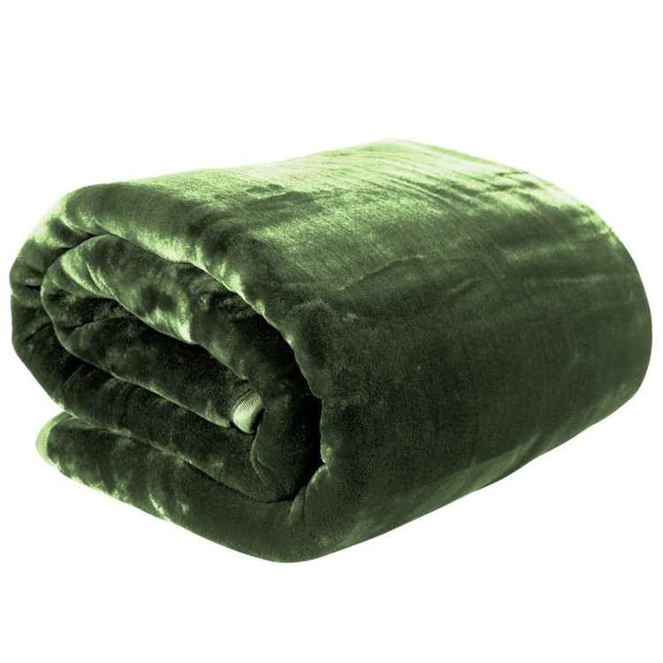 Laura Hill 600GSM Double-Sided Queen Size Faux Mink Blanket - Green image 3
