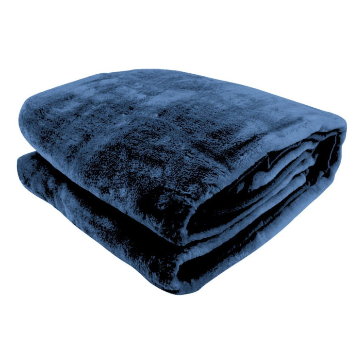 Laura Hill Faux Mink Blanket 800GSM Heavy Double-Sided - Navy Blue image 3