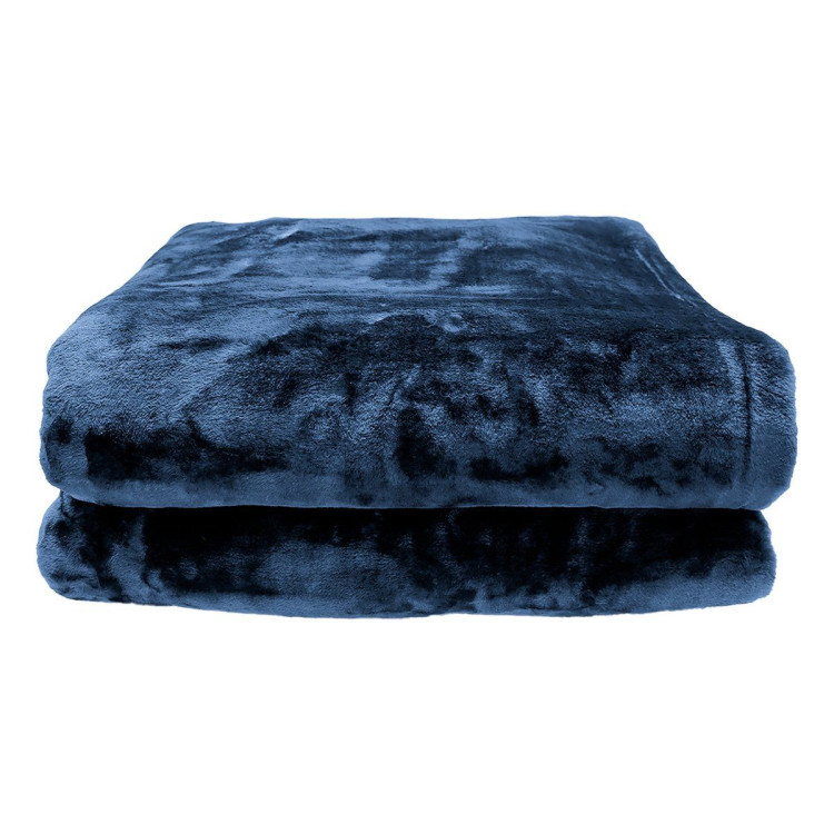 Laura Hill Faux Mink Blanket 800GSM Heavy Double-Sided - Navy Blue image 5