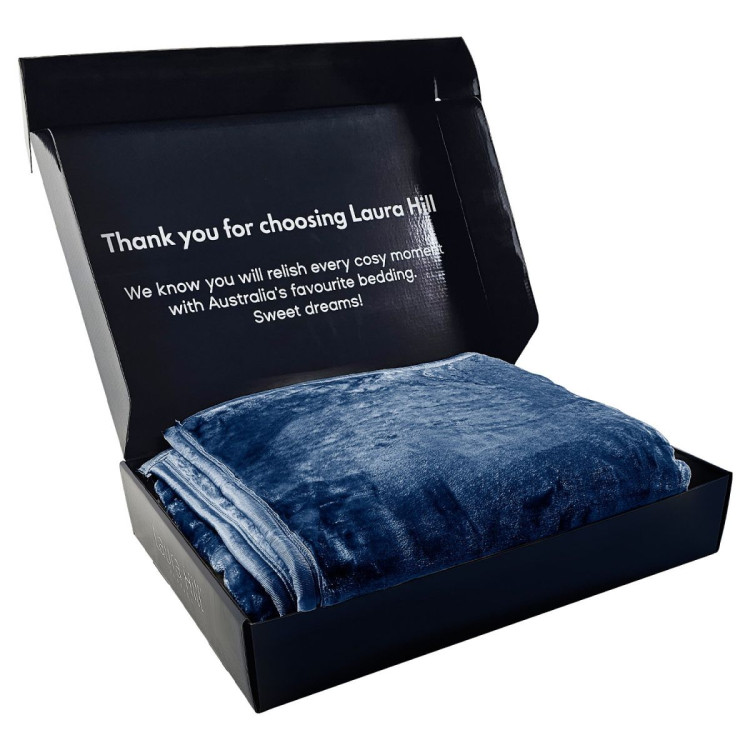 Laura Hill 600GSM Large Double-Sided Faux Mink Blanket- Navy image 11