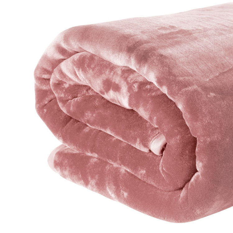Laura Hill 600GSM Double-Sided Queen Size Faux Mink Blanket - Pink image 4