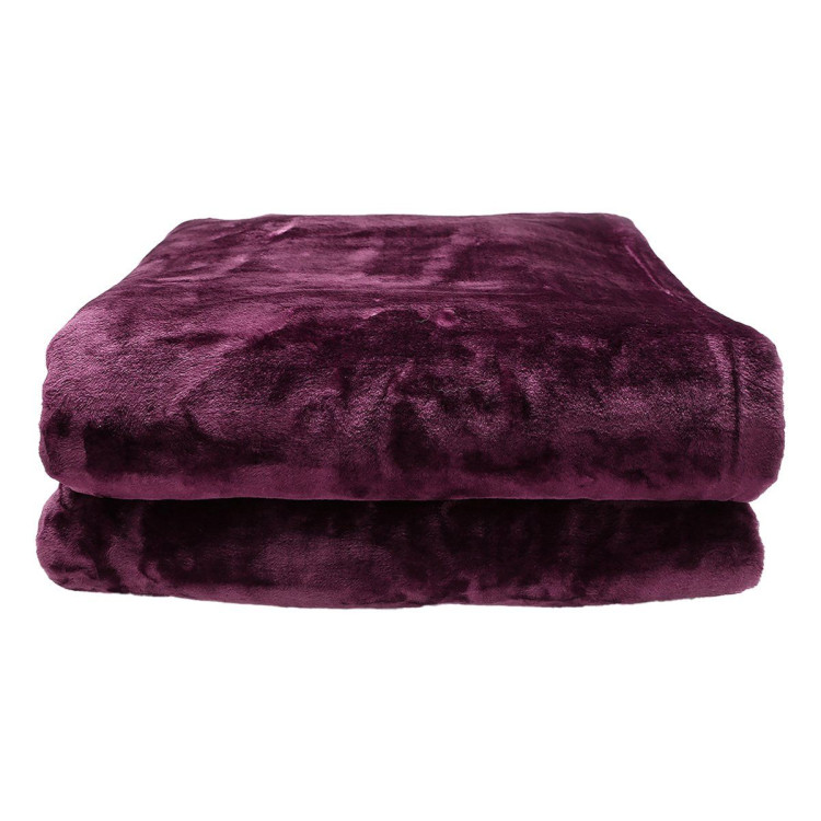 600GSM Large Double-Sided Faux Mink Blanket - Purple image 3