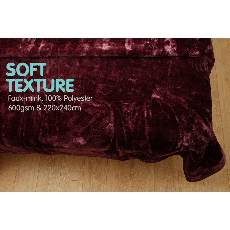 600GSM Large Double-Sided Faux Mink Blanket - Purple image 5