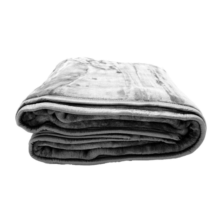 600GSM Double-Sided Queen Size Faux Mink Blanket - Pewter Silver image 4