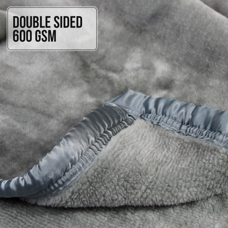 600GSM Double-Sided Queen Size Faux Mink Blanket - Pewter Silver image 2