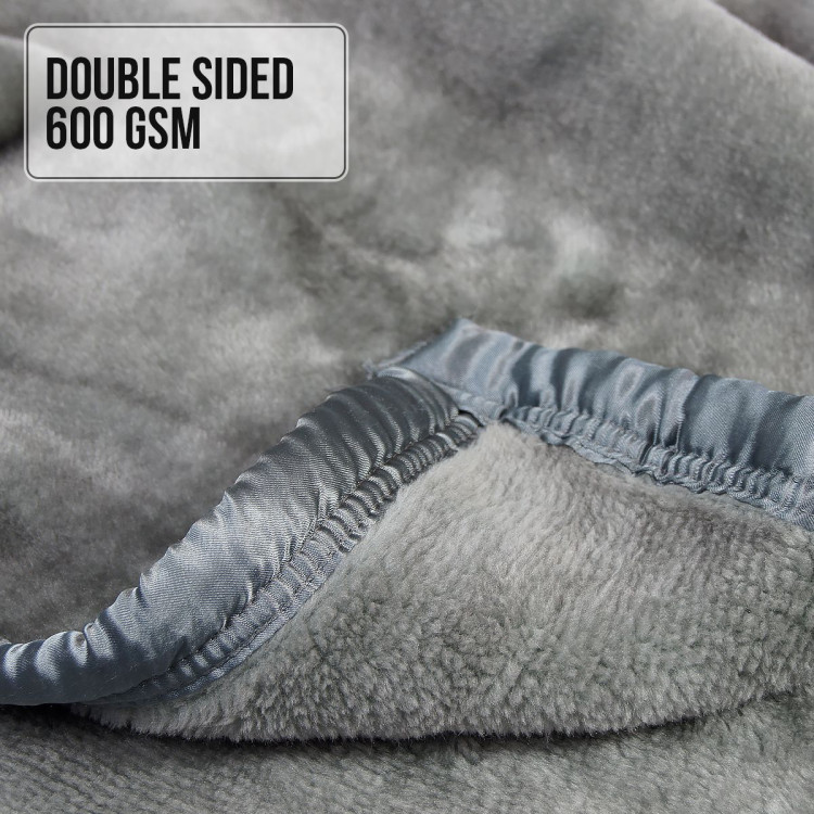 600GSM Double-Sided Queen Size Faux Mink Blanket - Pewter Silver image 6