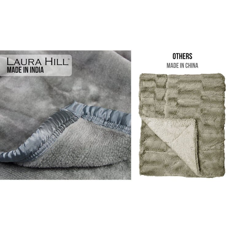 600GSM Double-Sided Queen Size Faux Mink Blanket - Pewter Silver image 7