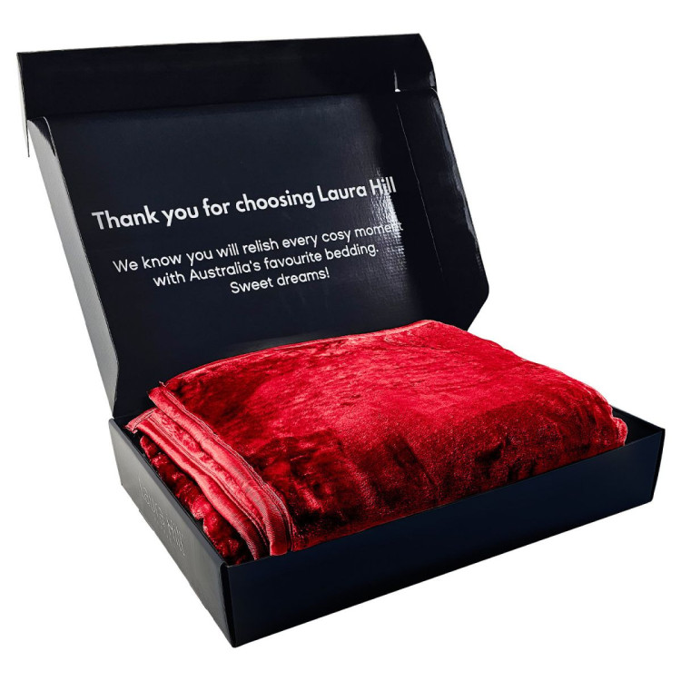600GSM Large Double-Sided Faux Mink Blanket - Wine Red image 4