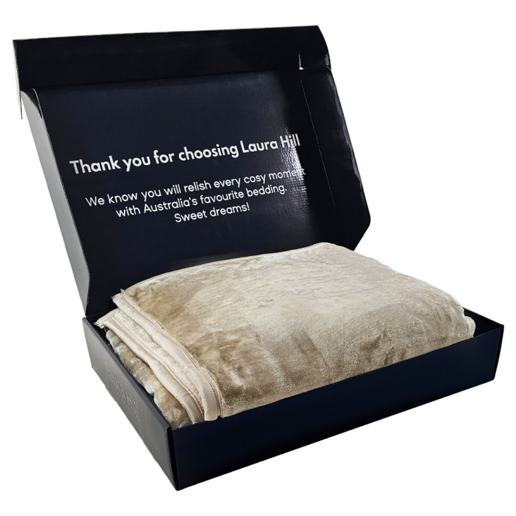 Laura Hill 600-GSM Mink Blanket Queen Size Double-Sided Soft Plush Bed Faux Throw Rug 220 X 240cm - Beige image 9