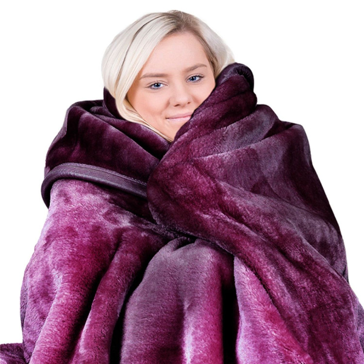 800GSM Heavy Double-Sided Faux Mink Blanket - Purple