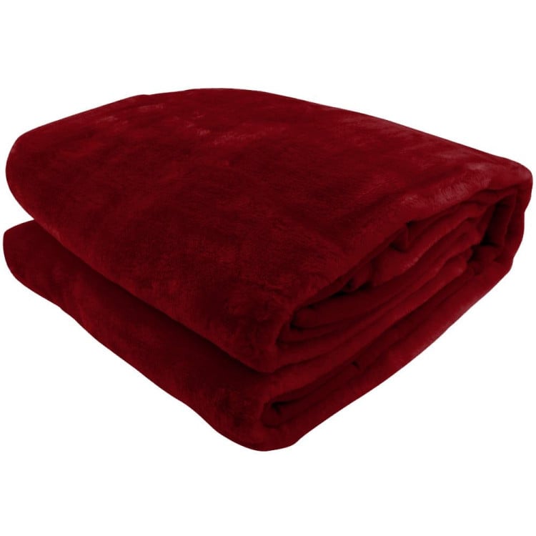 600GSM Large Double-Sided Faux Mink Blanket - Wine Red image 6