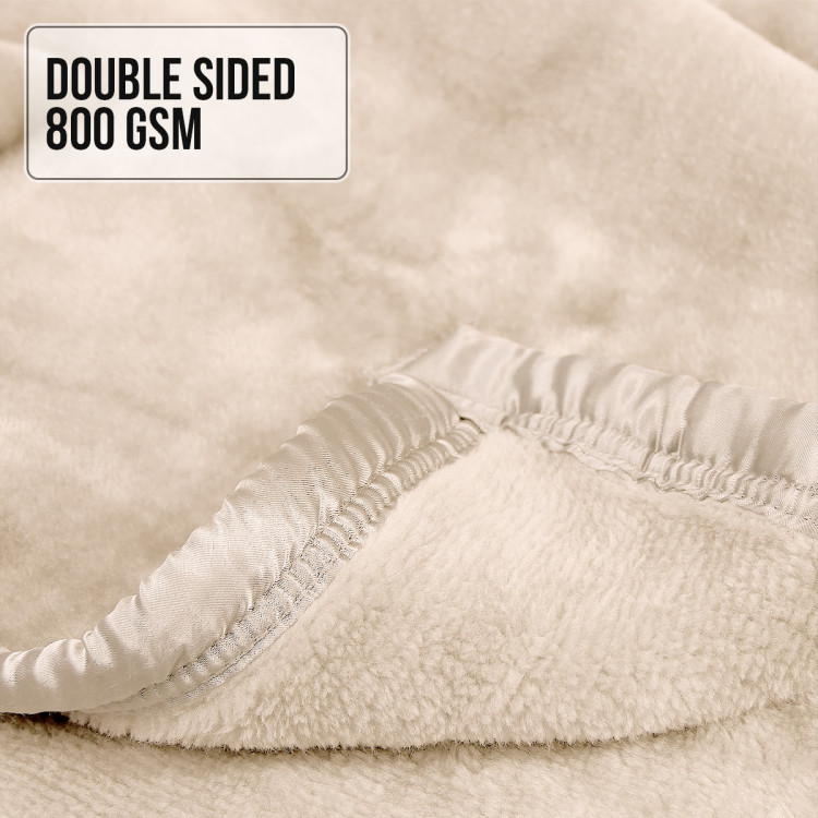 800GSM Heavy Double-Sided Faux Mink Blanket - Beige image 6