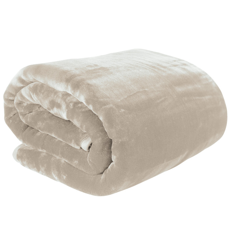800GSM Heavy Double-Sided Faux Mink Blanket - Beige image 4