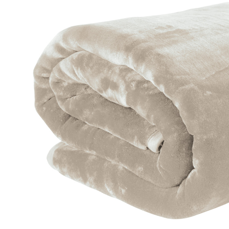 800GSM Heavy Double-Sided Faux Mink Blanket - Beige image 2