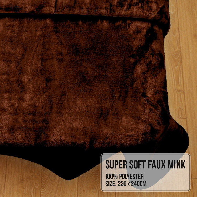 Laura Hill Faux Mink Blanket 800GSM Heavy Double-Sided - Chocolate image 6