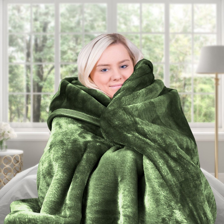 Laura Hill 800GSM Heavy Double-Sided Queen Faux Mink Blanket - Green image 8