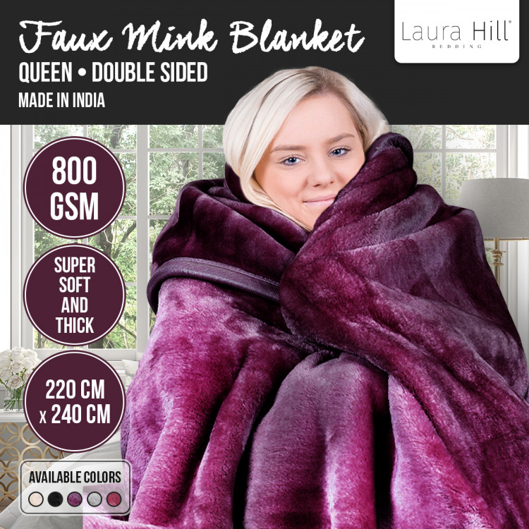 800GSM Heavy Double-Sided Faux Mink Blanket - Purple image 2