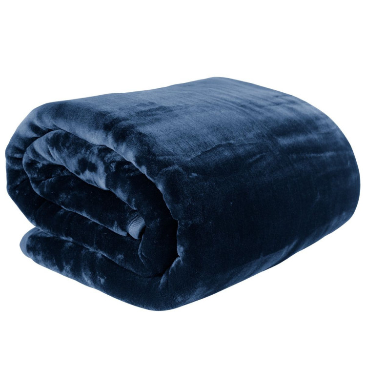 Laura Hill Faux Mink Blanket 800GSM Heavy Double-Sided - Navy Blue