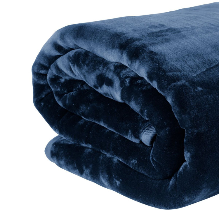 Laura Hill Faux Mink Blanket 800GSM Heavy Double-Sided - Navy Blue image 3