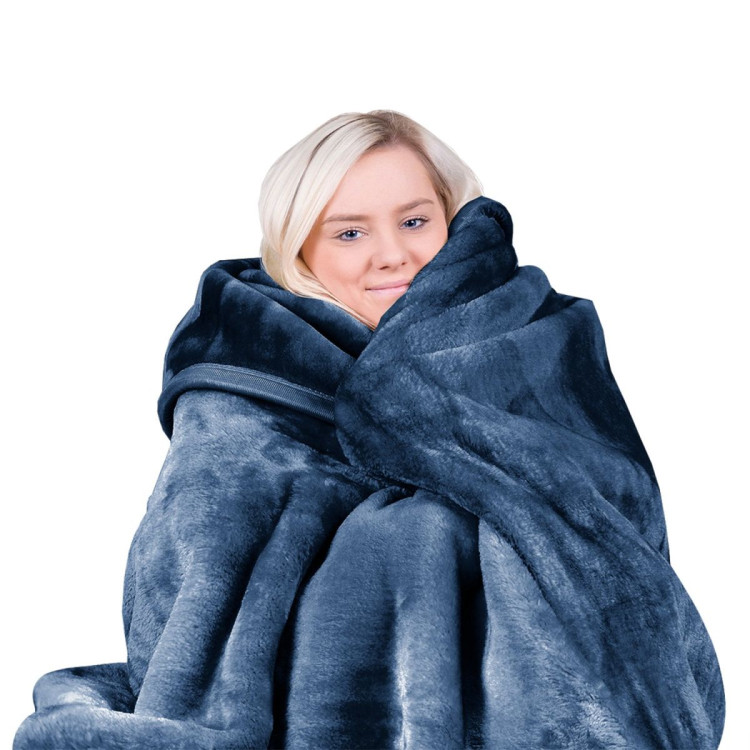 Laura Hill Faux Mink Blanket 800GSM Heavy Double-Sided - Navy Blue image 8