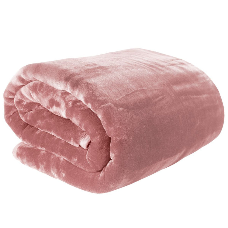 Laura Hill 800GSM Heavy Double-Sided Queen Faux Mink Blanket - Pink image 3