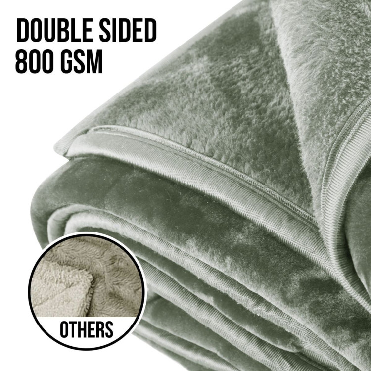 Laura Hill 800-GSM Mink Blanket Queen Size Double-Sided Soft Plush Bed Faux Throw Rug 220 X 240cm Heavy Sage image 6