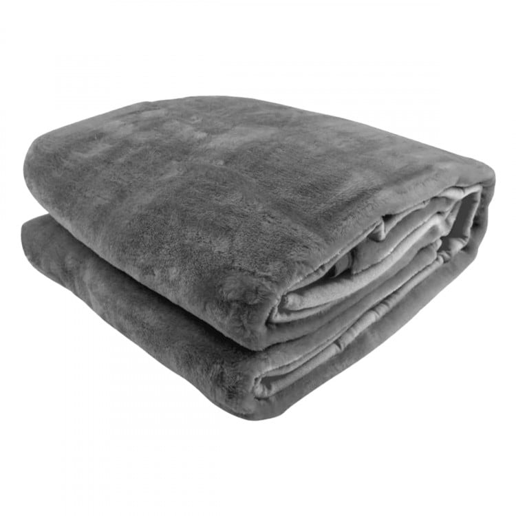 800GSM Heavy Double-Sided Faux Mink Blanket - Silver image 3